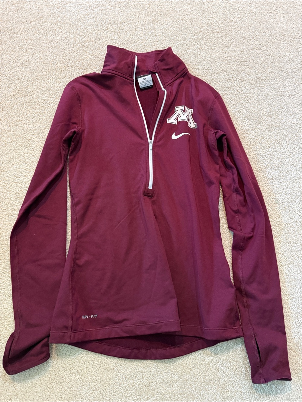 Nike Women's Maroon Quarter-Zip Pullover with University 'M'